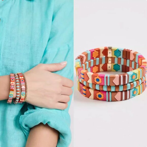 Roxanne Assoulin Desert Rose Patchwork Bracelet - Set of 3 - Picture 1 of 6